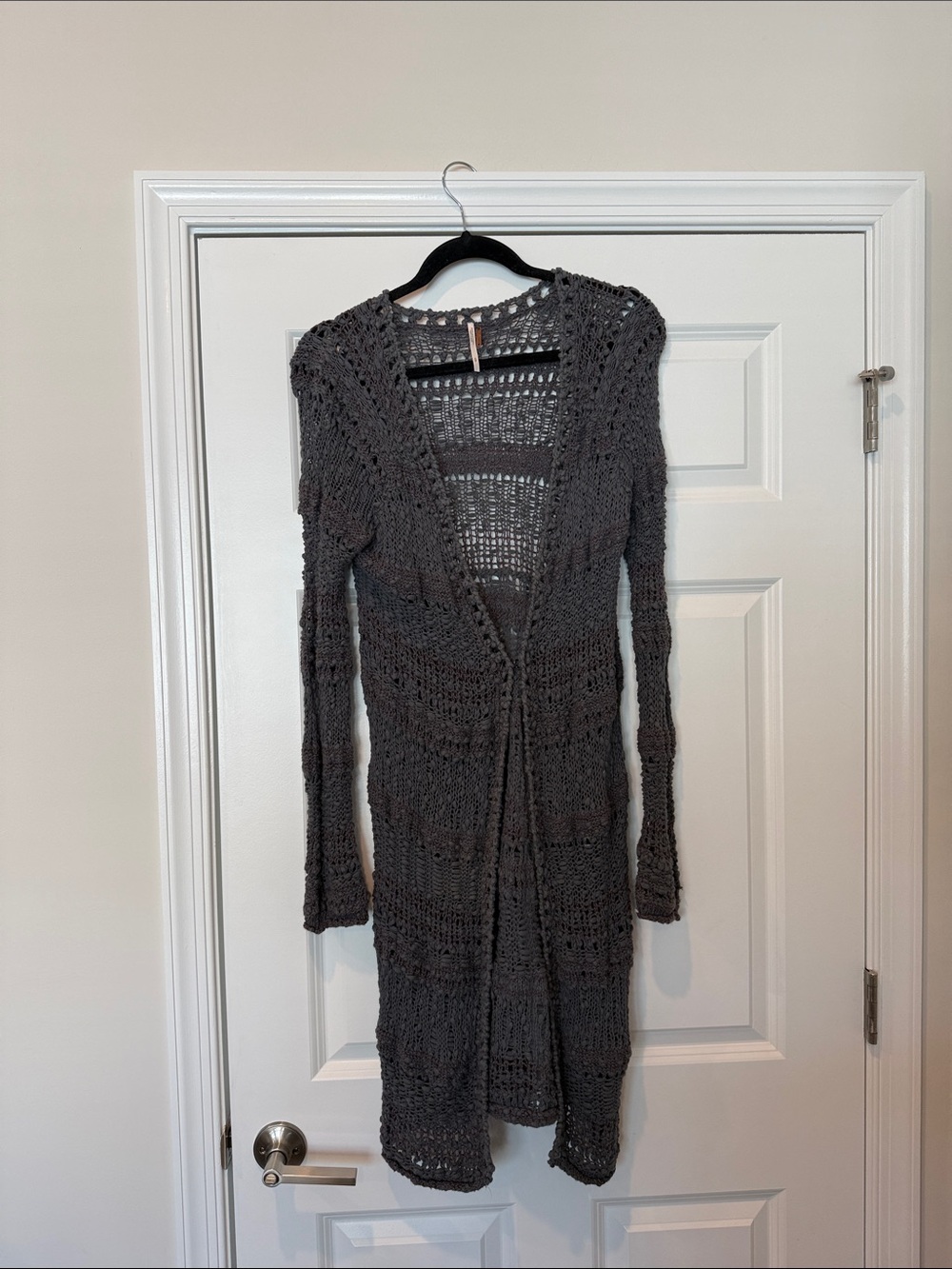 Free People Sweet Talker Long Crochet Cardigan 41” Long